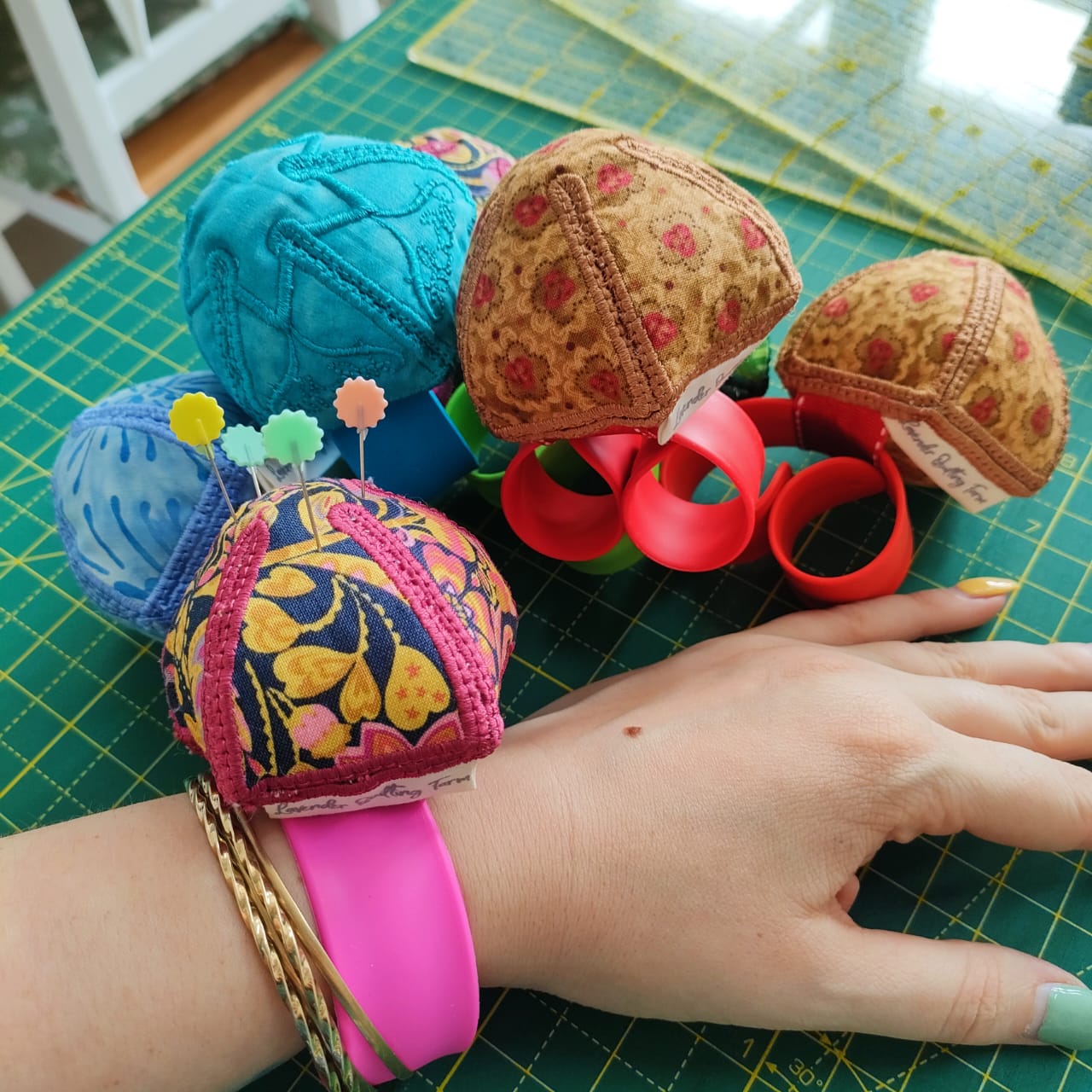 Handmade Quilters Cotton Wrist Pincushion