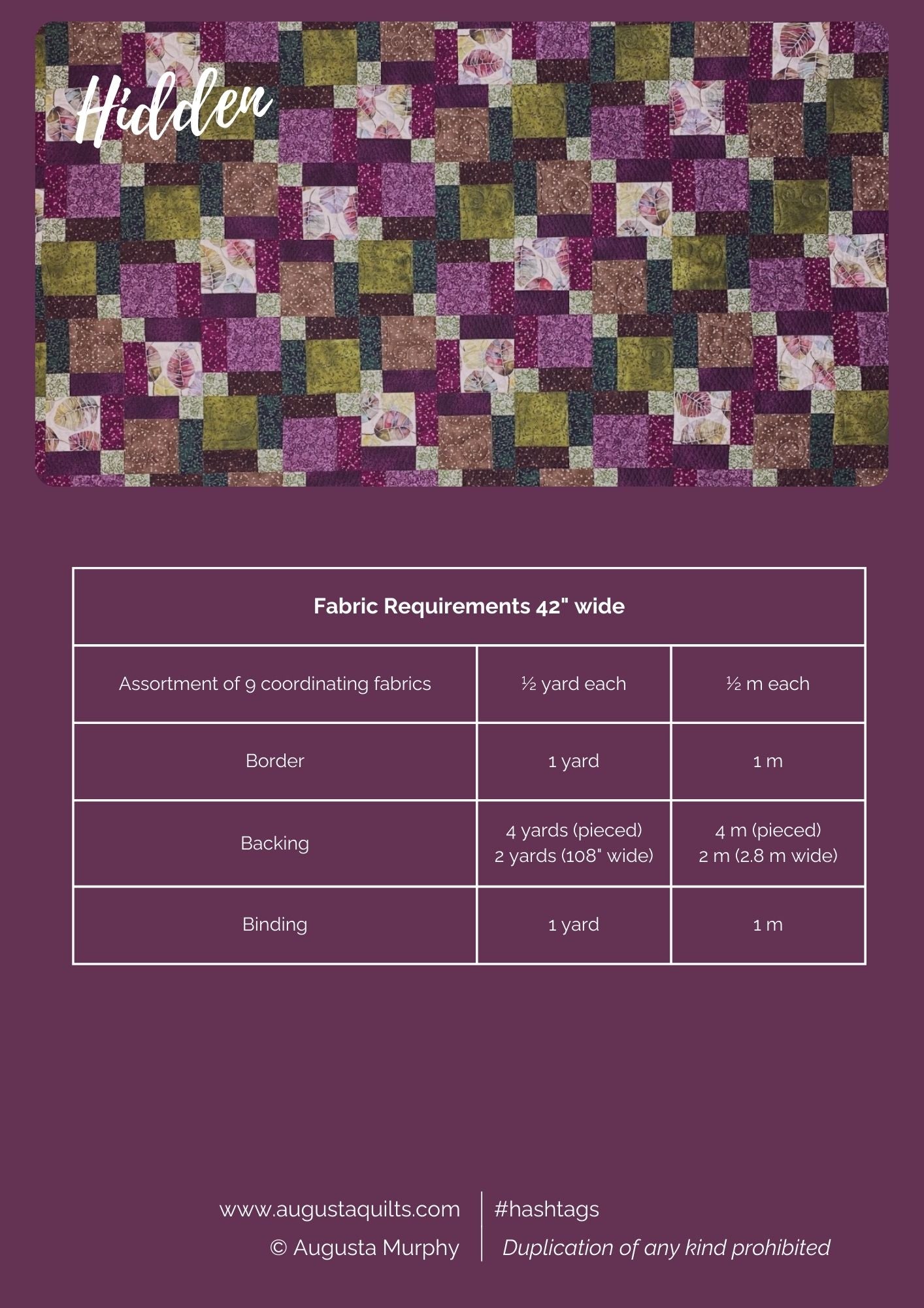 Hidden Quilt Pattern - pdf