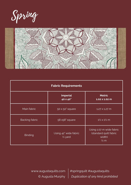Spring Whole Cloth Quilt Pattern (pdf)